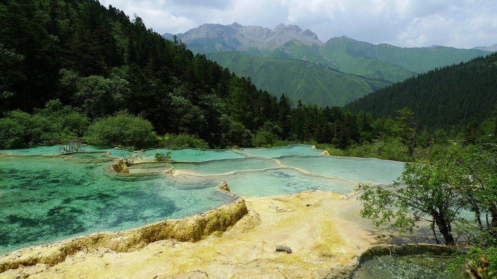 Huanglong Scenic Valley in Sichuan, China