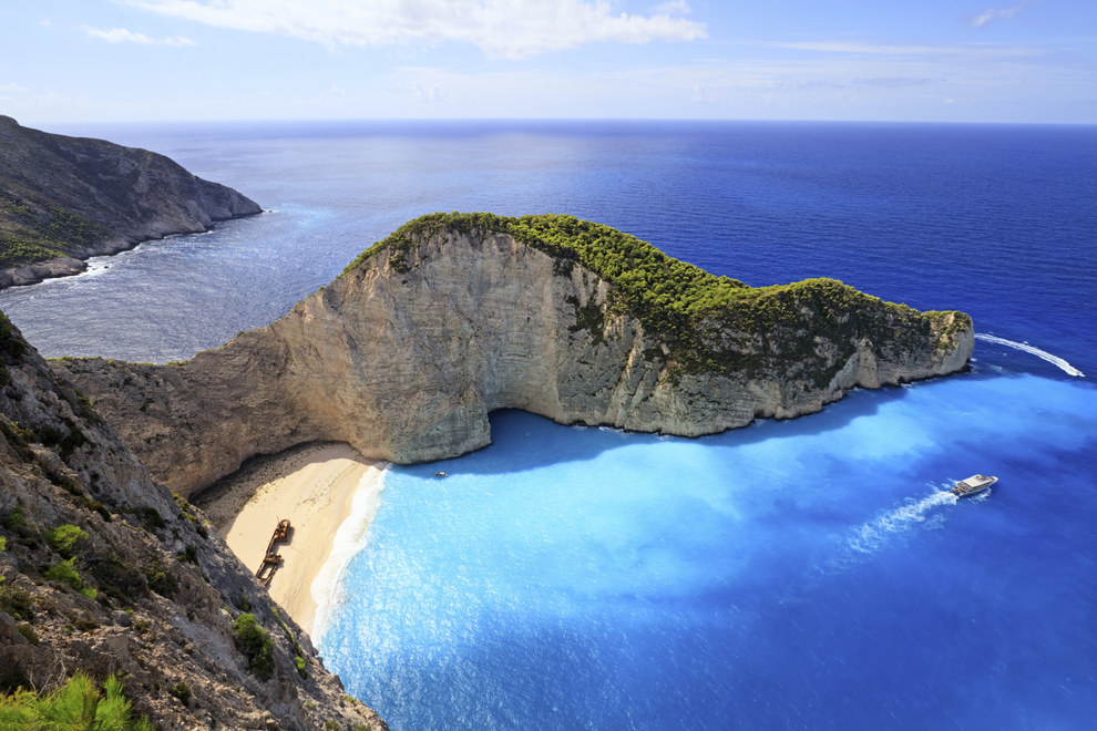 Navagio Beach and the Blue Caves in Zakynthos, Greece