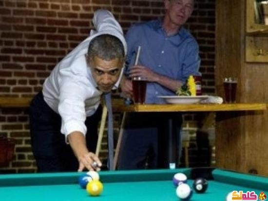 أوباما يلعب بلياردو وساحب على امريكا 
