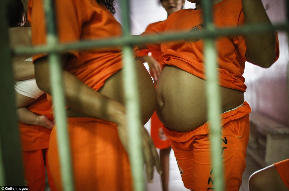The pregnant women give birth inside the jail and some of them are allowed to keep their children with them behind bars 