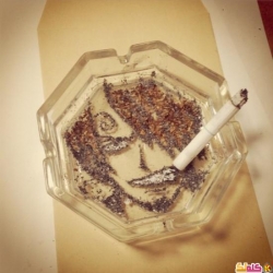 صور ابداع فنان ياباني باستخدام رماد السجائر