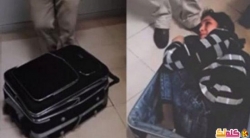 بالفيديو القبض على شاب هرب صديقته فى حقيبة سفر