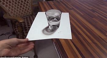 كأس حقيقية أم لوحة ثلاثية الأبعاد شاهد الفيديو