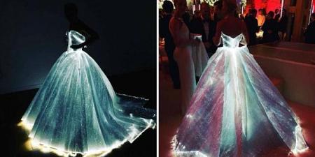 آخر صيحات الموضة في عصر التكنولوجيا فستان زفاف يضيء في الظلام جعل العروس تبدو كسندريلا