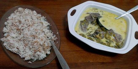 طريقة ماما طبق فول أخضر باللبن مع الأرز