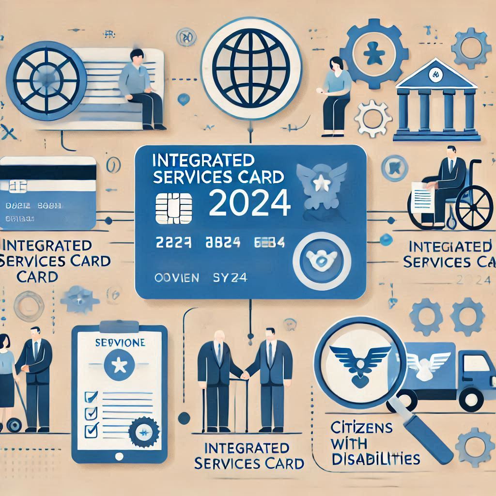 Professional and simple image illustrating the process of obtaining the Integrated Services Card 2024 and its features for citizens with disabilities