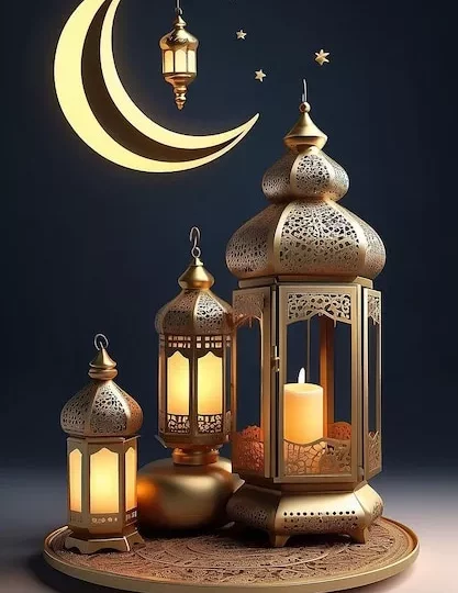 عبارات تهنئة رمضان 2026 وأدعية مؤثرة تملأ القلوب طمأنينة وبركة 1 3d ramadan greetings with lantern crescent moon islamic holiday raya hari eid al adha 3d rendering 1254992 55548