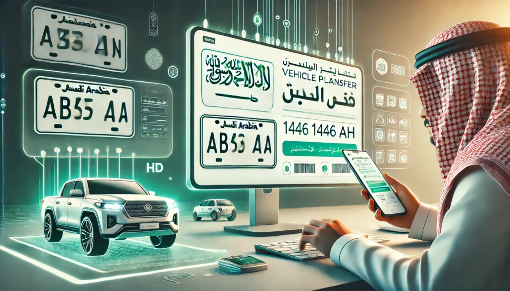 Absher vehicle plate replacement Saudi Arabia