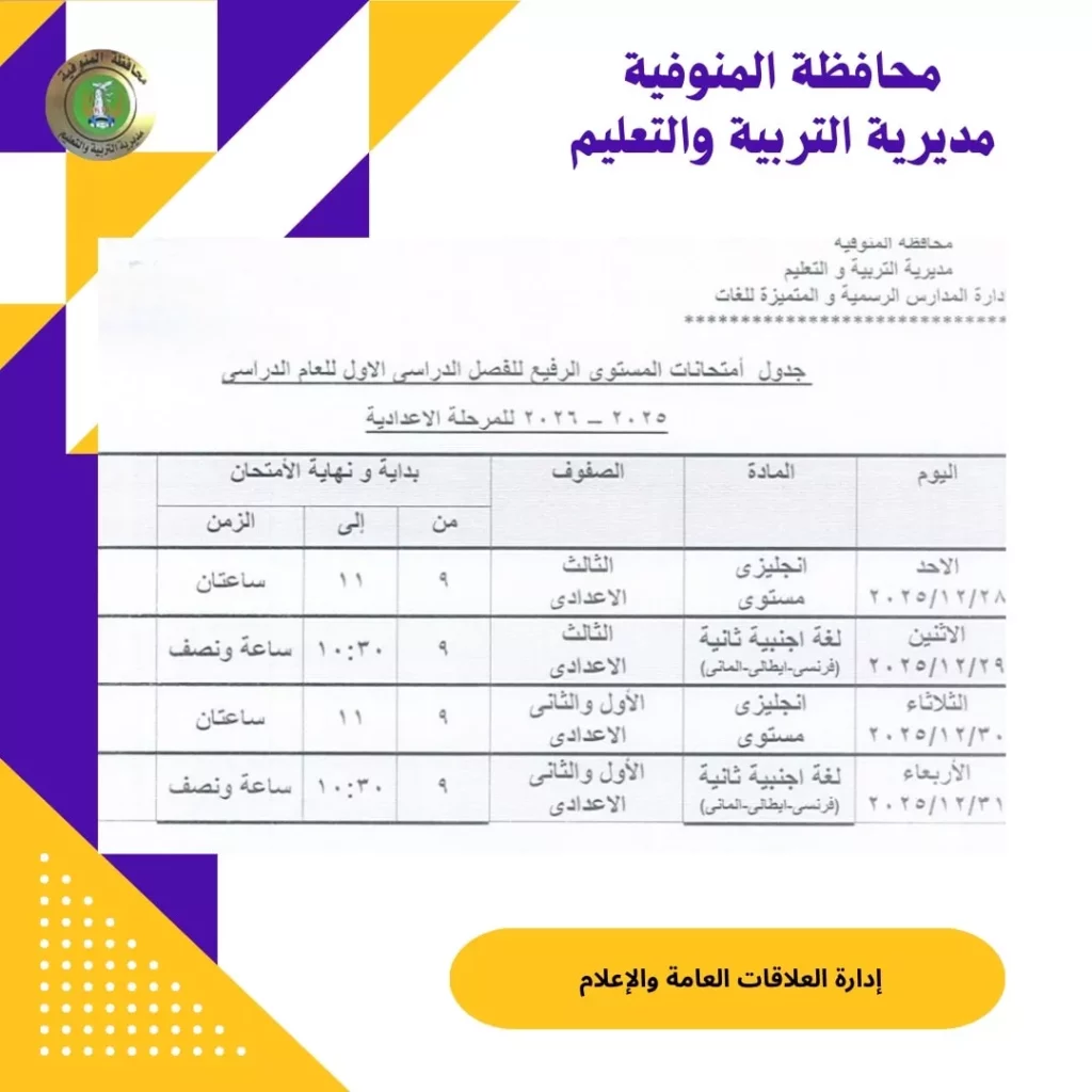Egypt preparatory exam results