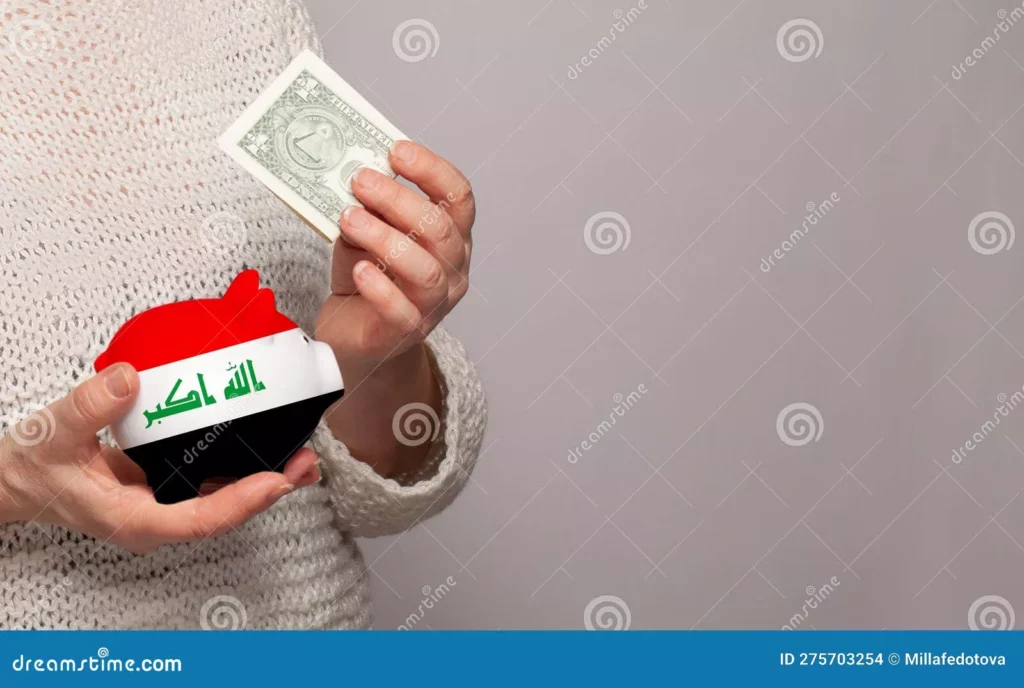 flag iraq money bank iraqi woman hands dotations pension fund poverty wealth retirement concept 275703254