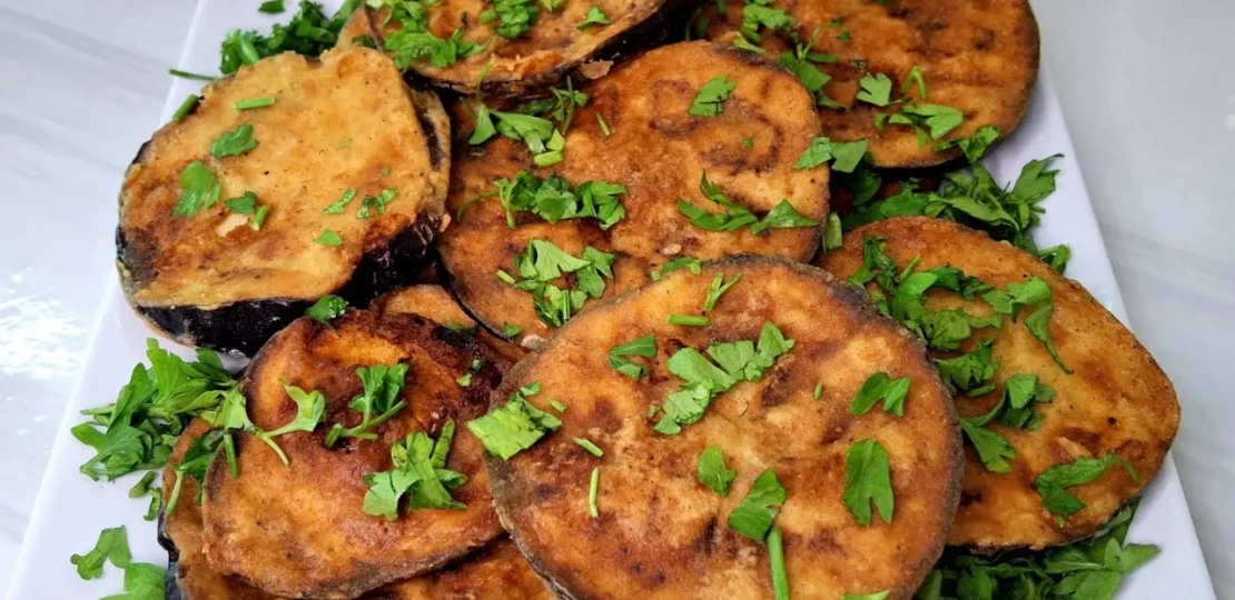 طريقة قلي الباذنجان بدون زيت بطعم مقرمش وصحي 1 baked eggplant slices without oil crispy
