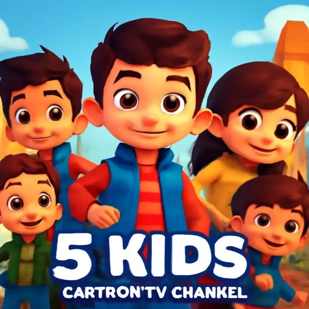 kids watching colorful animation on TV screen