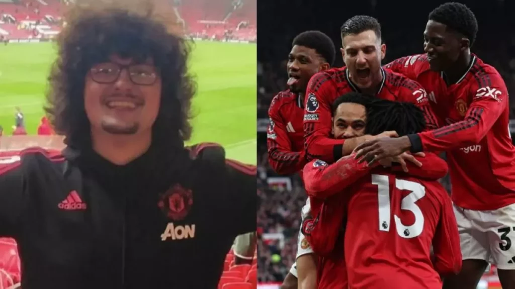 Manchester United fan long hair stadium