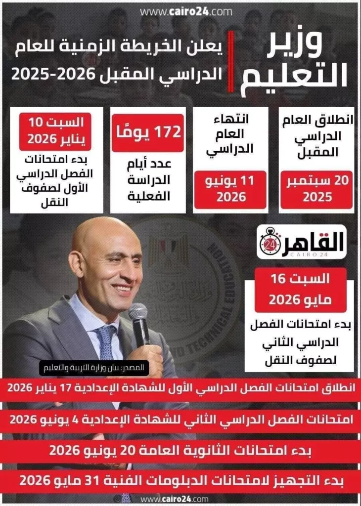 مواعيد الامتحانات 2026