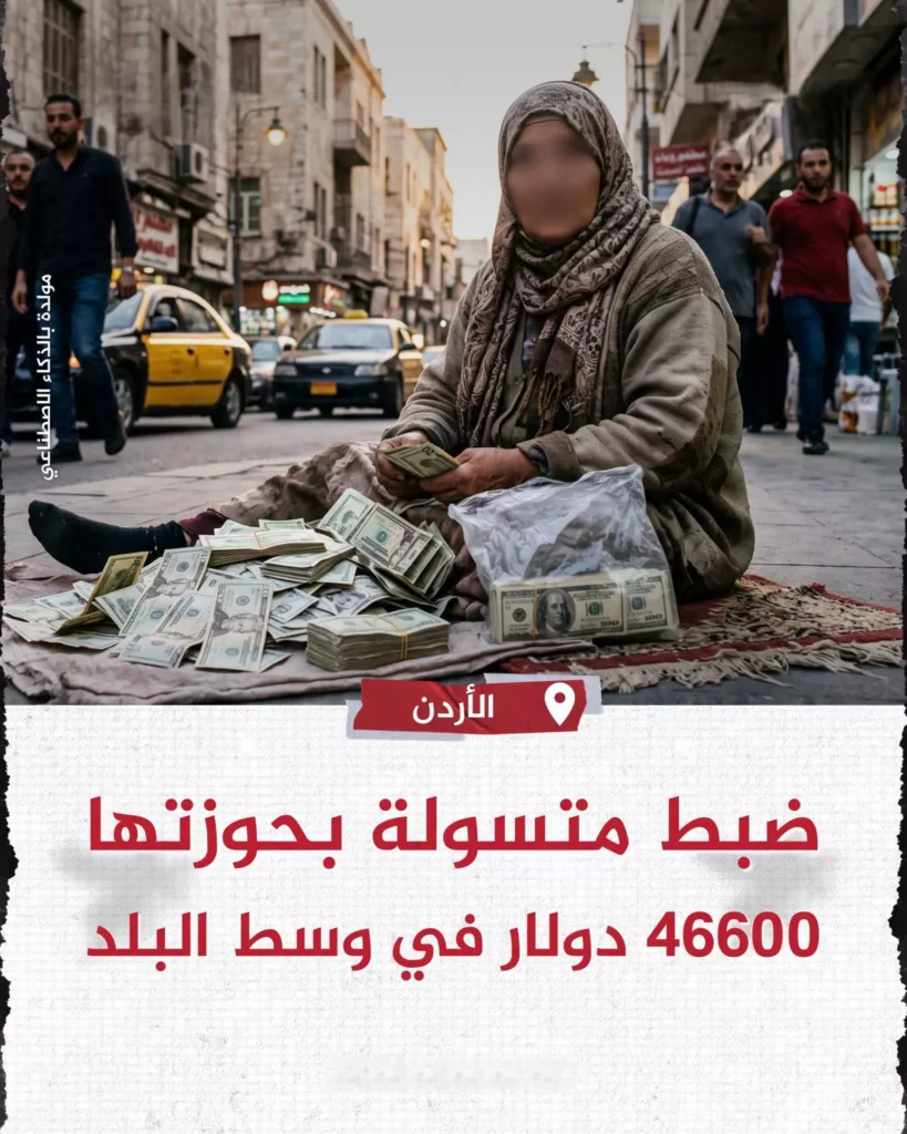 ضبط متسولة بحوزتها 46 ألف دولار